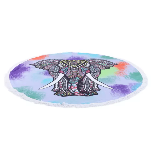 (2) Beach Towels Animal Tassels Colorful Large Round Yoga Mat