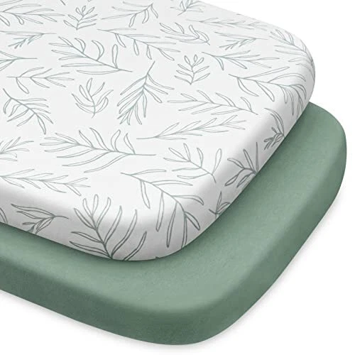 Bassinet Sheet Fitted for Baby Boy and Girl, Jersey Bassinet Sheets 2 Pack