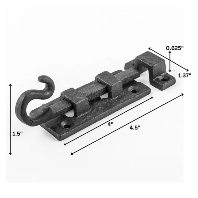 Black Wrought Iron Slide Bolt Door Latch with Bolts and Catch Renovators Supply 3