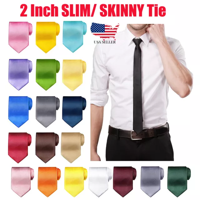 Neck Ties for Men, Solid Slim Color Classic Neck Ties Necktie Wedding Formal US