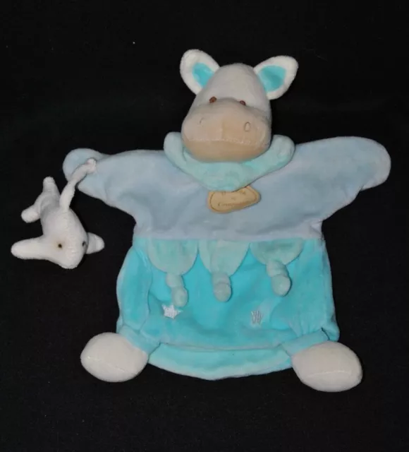 Peluche marionnette ane cheval Anatole bleu DOUDOU ET COMPAGNIE dauphin TTBE