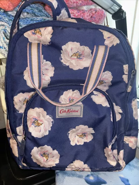 Cath Kidston Navy & Pink Peony Classic Rucksack