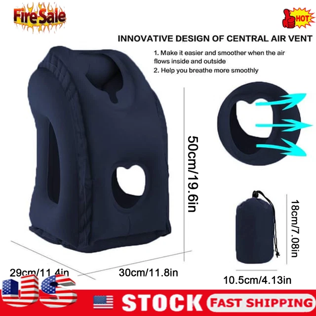 NEW Inflatable Air Travel Pillow Airplane Office Nap Rest Neck Head Chin Cushion