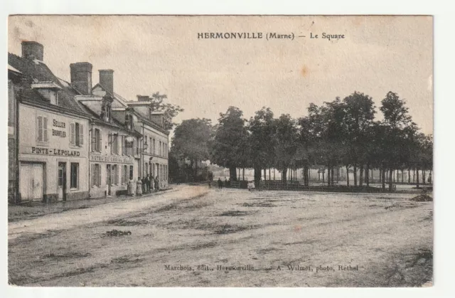 HERMONVILLE - Marne - CPA 51 - Le Square - Hotel du cheval Blanc - Sellier