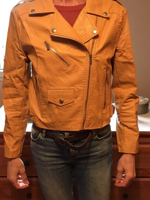 Veste simili 2025 cuir jaune moutarde