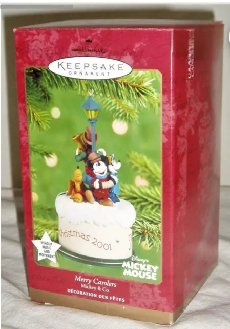 Hallmark 2001 Keepsake Ornament Merry Carolers Mickey & Co Musical Wind Up
