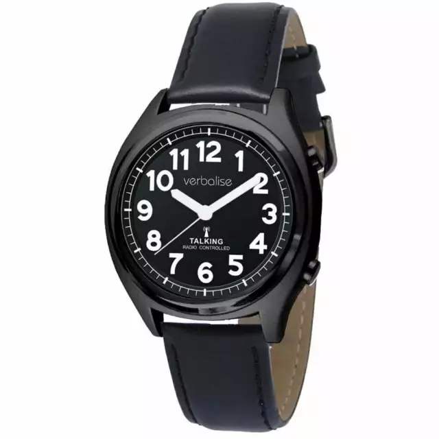 Verbalise Talking Watch with Black Leather Strap VBK90-LBK