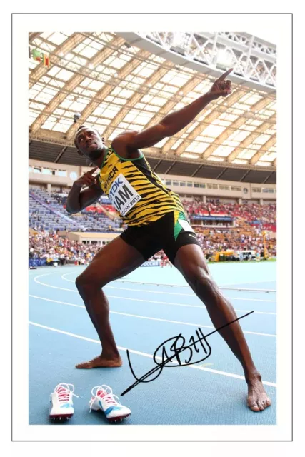 Usain Bolt 100 200 Metres Autograph Signed Photo Print Poster