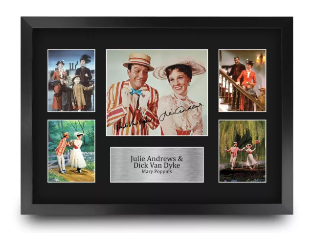 Julie Andrews & Dick Van Dyke Mary Poppins Bert Gifts Signed Print Movie Fans