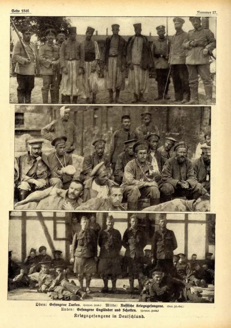 Kriegsgefangene Turkos-Russen-Engländer-Schotten Historische Aufnahmen von 1914