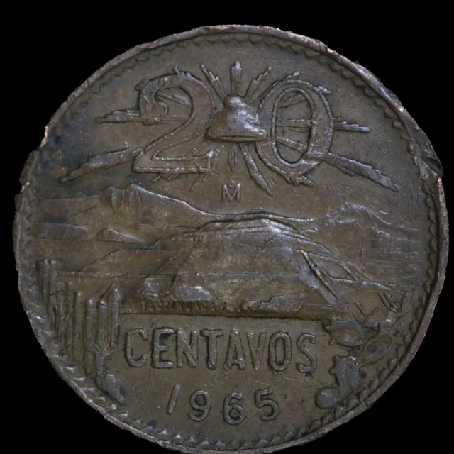 1965 MEXICO 20 CENTAVOS - Excellent Collectible Coin - FREE SHIP- Lot #8025
