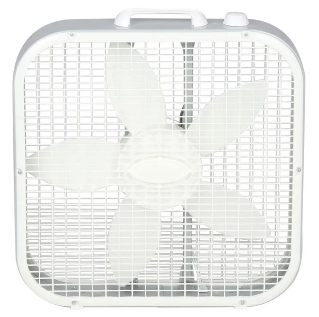 Lasko 20 in. 3-Speed Box Fan White w/ 3 Quiet Speeds Floor Built-in Carry Handle