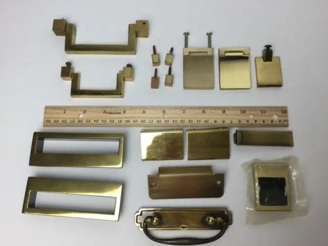 Vintage Brass Furniture Cabinet Drawer Pull Mixed Lot of 17 MCM