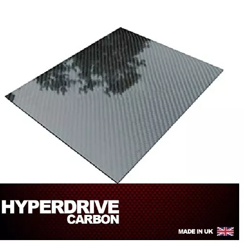 Carbon Fibre Sheet, 100% Carbon, Large Sizes,  Gloss Twill,  1,2,3 mm Thickness