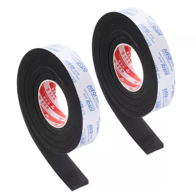 2 Roll 1-3/8"W x 3/8"T x 6.6Ft Self-Adhesive EVA Insulation Foam Tape, Black