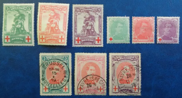 Belgique, n°126 à 134, série Croix-rouge 1915