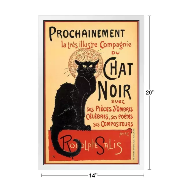 Le Chat Noir The Black Cat French Wall Art Nouveau White Framed Art 14x20