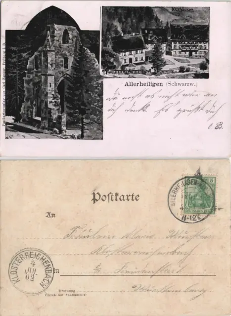 Litho AK Oppenau Klosterhof Allerheiligen 2-Bild 1902      (Ankunftsstempel)