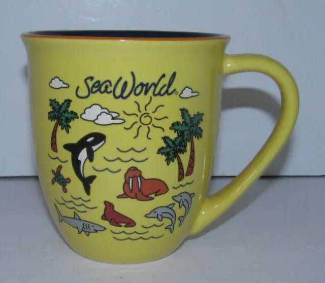 SEAWORLD Red Heart Love Yellow Cup Mug