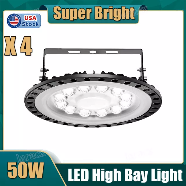 4X 50W UFO LED High Bay Light Shop Lights Warehouse Commercial Lighting Watt