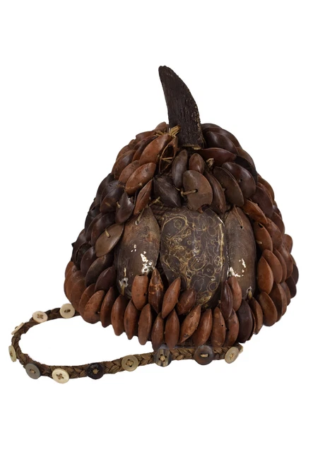Sombrero Lega Bwami con Cáscaras de Musel Botones Congo Arte Africano