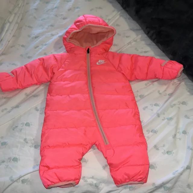 Nike Puffer Bunting Fleece Lined Hot Pink Snowsuit Infant Size 3 Months