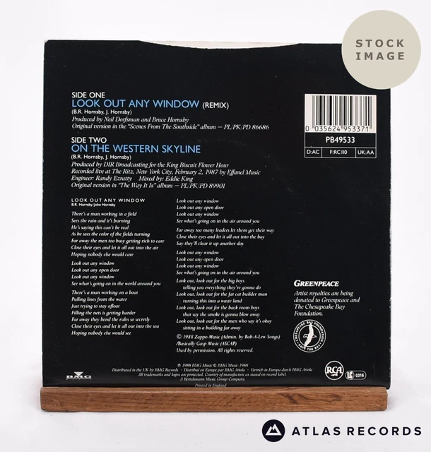 BRUCE HORNSBY AND The Range Look Out Any Window disque vinyle 7