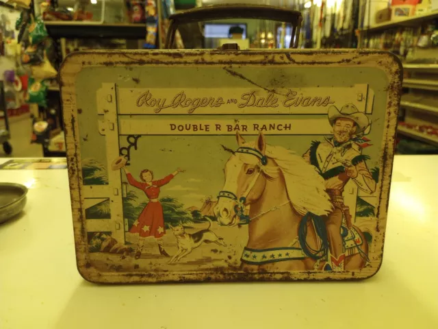VINTAGE ROY ROGERS And Dale Evans Double R Bar Ranch Metal Lunchbox $29 ...