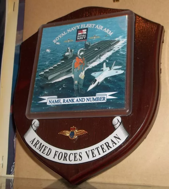 Royal Navy Fleet Air Arm Veteran Wall Plaque with name, rank & number free.