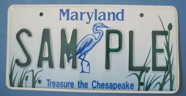 Maryland State "Treasure the Chesapeake SAMPLE license plate - EXCELLENT