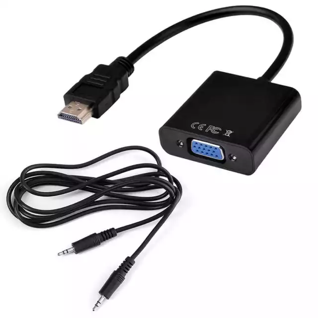 Cavo Convertitore HDTV Maschio a VGA Femmina con Cable Mini Jack 3.5 mm Nero