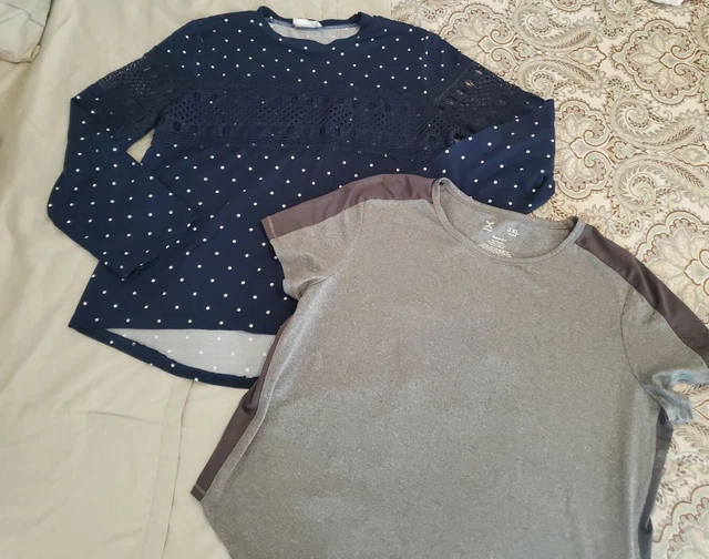 Girls KNIT WORKS Long Sleeve Navy Polka Dot Top Sz XXL 20.5 PLUS & 3XL