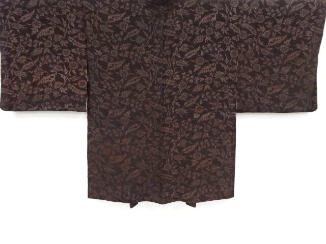 36502# Japanese Kimono / Antique Haori / Taisho Roman Style / Urushi / Woven Flo