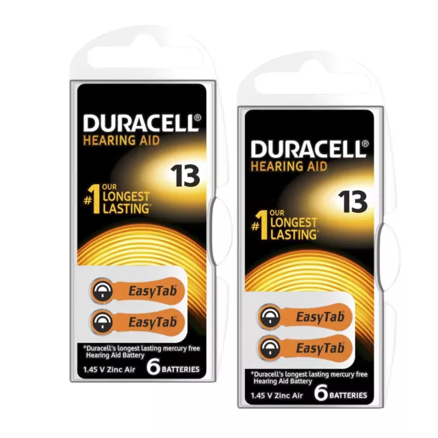 2x Duracell Batterien 13 Hörgerätbatterien Zinc Air 1,45V Activair 6er Blister