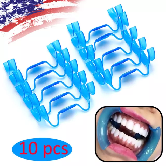 10Pcs Dental M-Shape Mouth Opener with Mirror Cheek Retractor Teeth Whitening