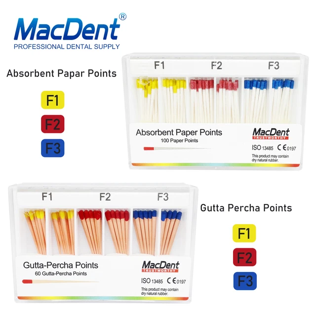 MacDent Dental Obturtaion Universal Gutta Percha Absorbent Paper Points F1/F2/F3