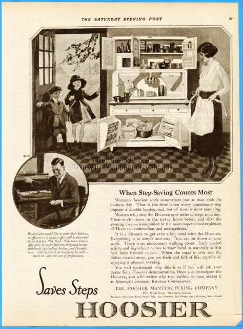 1921 Hoosier Cabinet New Castle IN Sugar Flour Bin Kitchen Cupboard Decor Ad