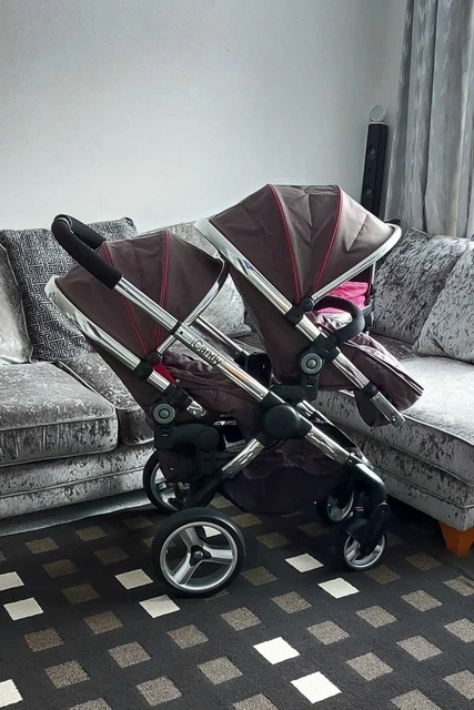 Icandy Peach Blossom Double Twin Pushchair With Carrycot Footmuff Pink