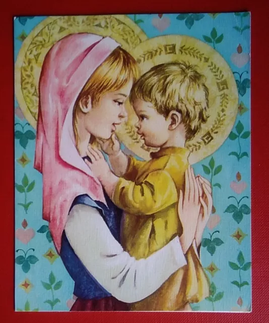 Tarjeta felicitacion navidad VIRGEN CON NIÑO años 60 antique christmas card