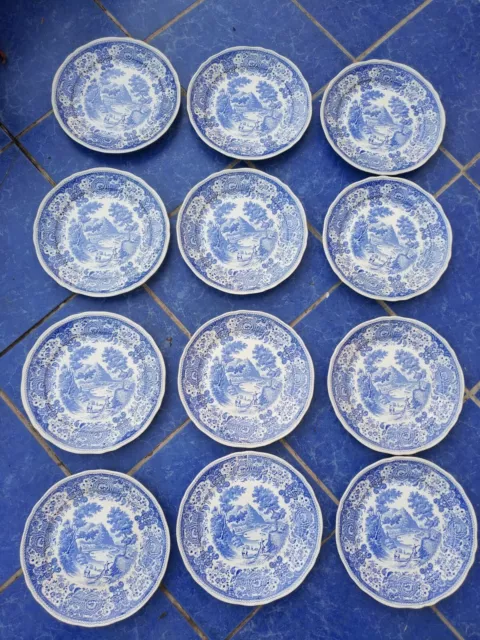 12 assiettes plates Villeroy boch Burgenland bleu