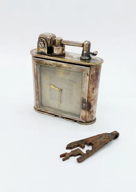 ANCIEN BRIQUET À essence FISHER briquet de table PLAQUÉ OR NACRE