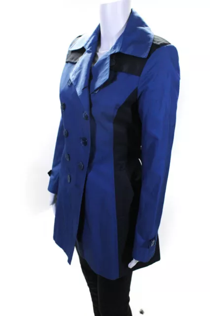 DKNY Women's Double Breasted Mid Length Belted Trench Coat Blue Size S 2