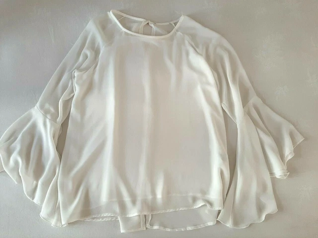 PIAZZA ITALIA CAMICIA voile panna avorio maniche ampie elegante donna taglia M EUR 9 99 PicClick IT