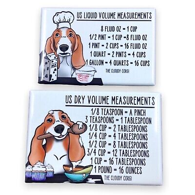 Basset Hound Dog Measuring Magnet Set Handmade Kitchen Cooking and Baking Guides