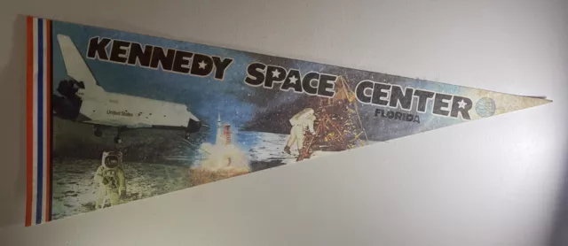 Vintage Kennedy Space Center Pennant Souvenir Florida 29" Shuttle Astronaut Moon