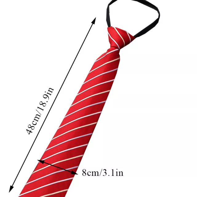 Mens Solid Color Ready Knot Pre Tied Formal Zipper Tie Neck Wear Striped Necktie 4