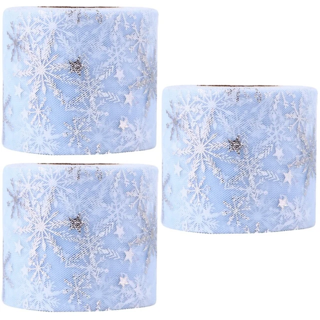 3 Sets Stuhl Schärpe Rollen Weihnachten Tüll Rolle Beflockung Tüll Rolle 3