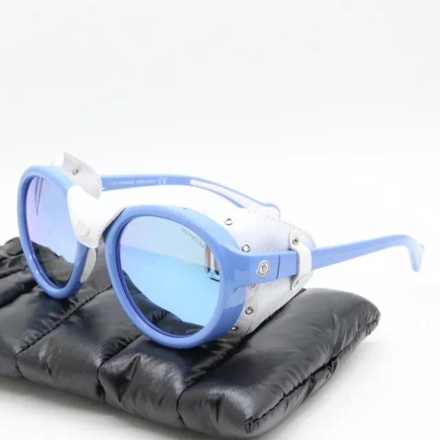 NEW MONCLER ML 0046 S 84C Blue Mirror Authentic Sunglasses W Case