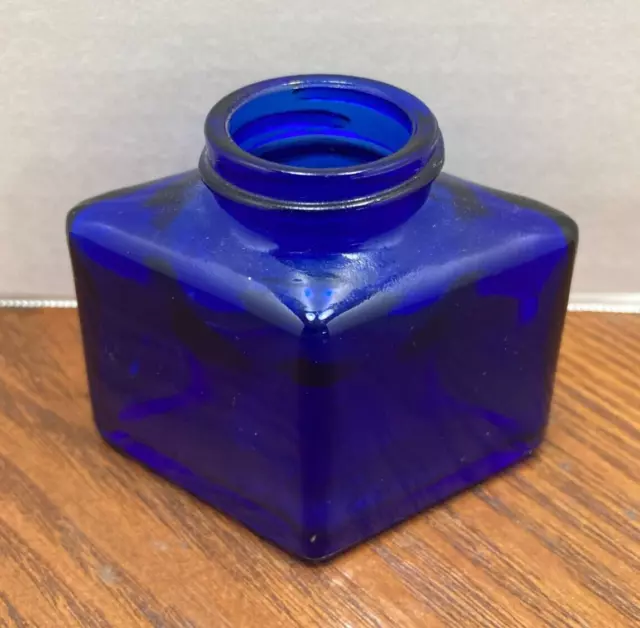 Vintage 2 oz Parker Cobalt Blue Ink Well Bottle - Diamond shape 2"x2"x3"