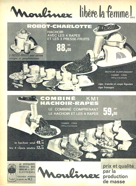 Robot MOULINEX Charlotte vintage hachoir viande râpe légume 69